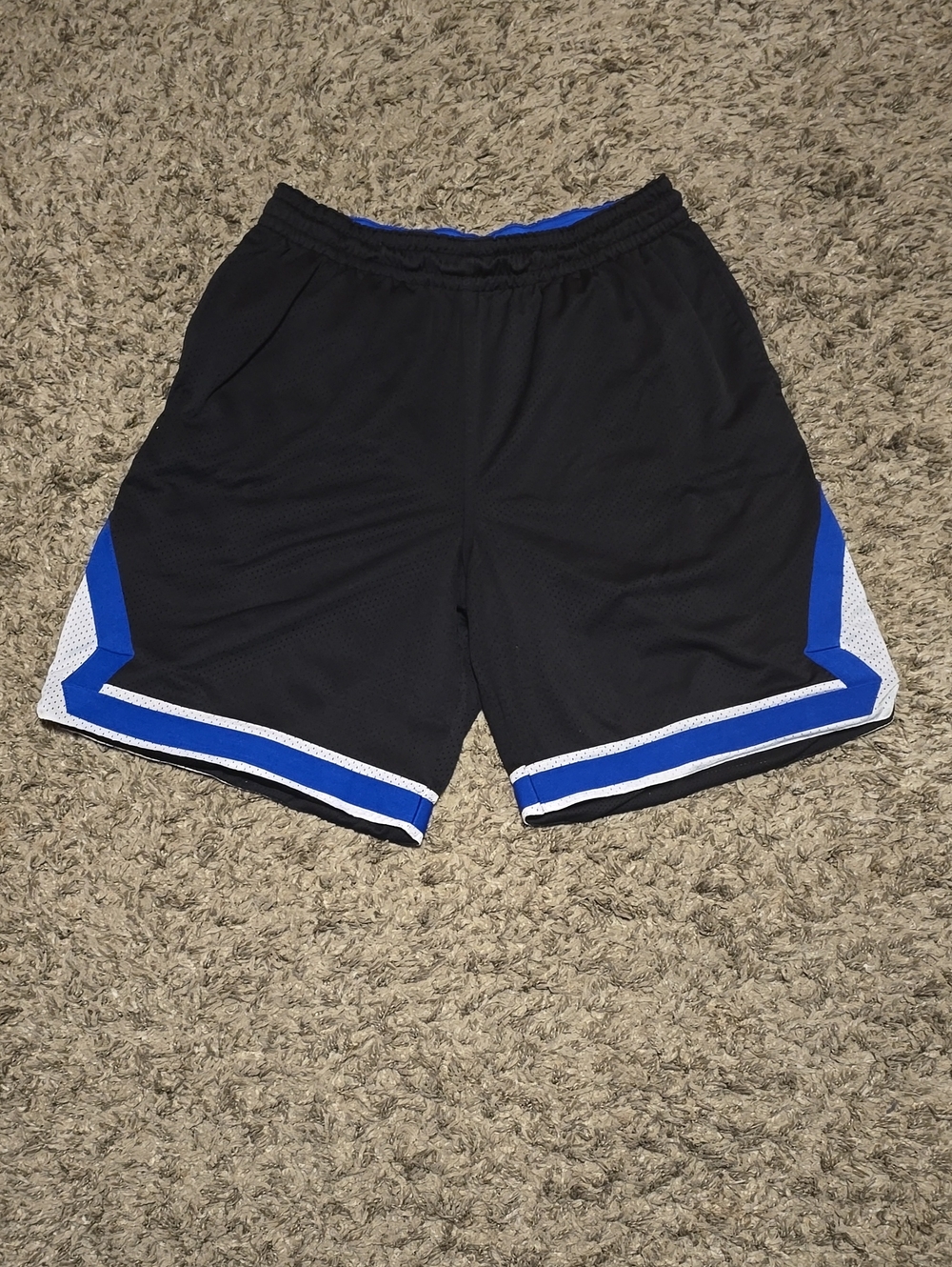Men's Black Athletic FootLocker Basketball Shorts with Blue & White Trim